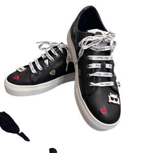 Karl Lagerfield Paris Leather Cate Pins Lace-Up Ornamented Sneakers